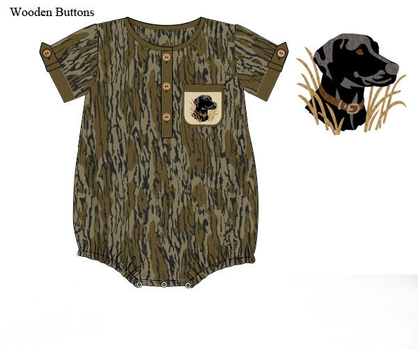 Boys French Knot Dog Bottomland Camo Bubble