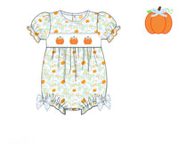 PRE ORDER Girls Smocked Blooming Pumpkins Bubble | ETA to LBS: SEPTEMBER