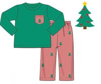 PRE ORDER Boys Embroidered Christmas Tree Pant Set | ETA to LBS: OCTOBER