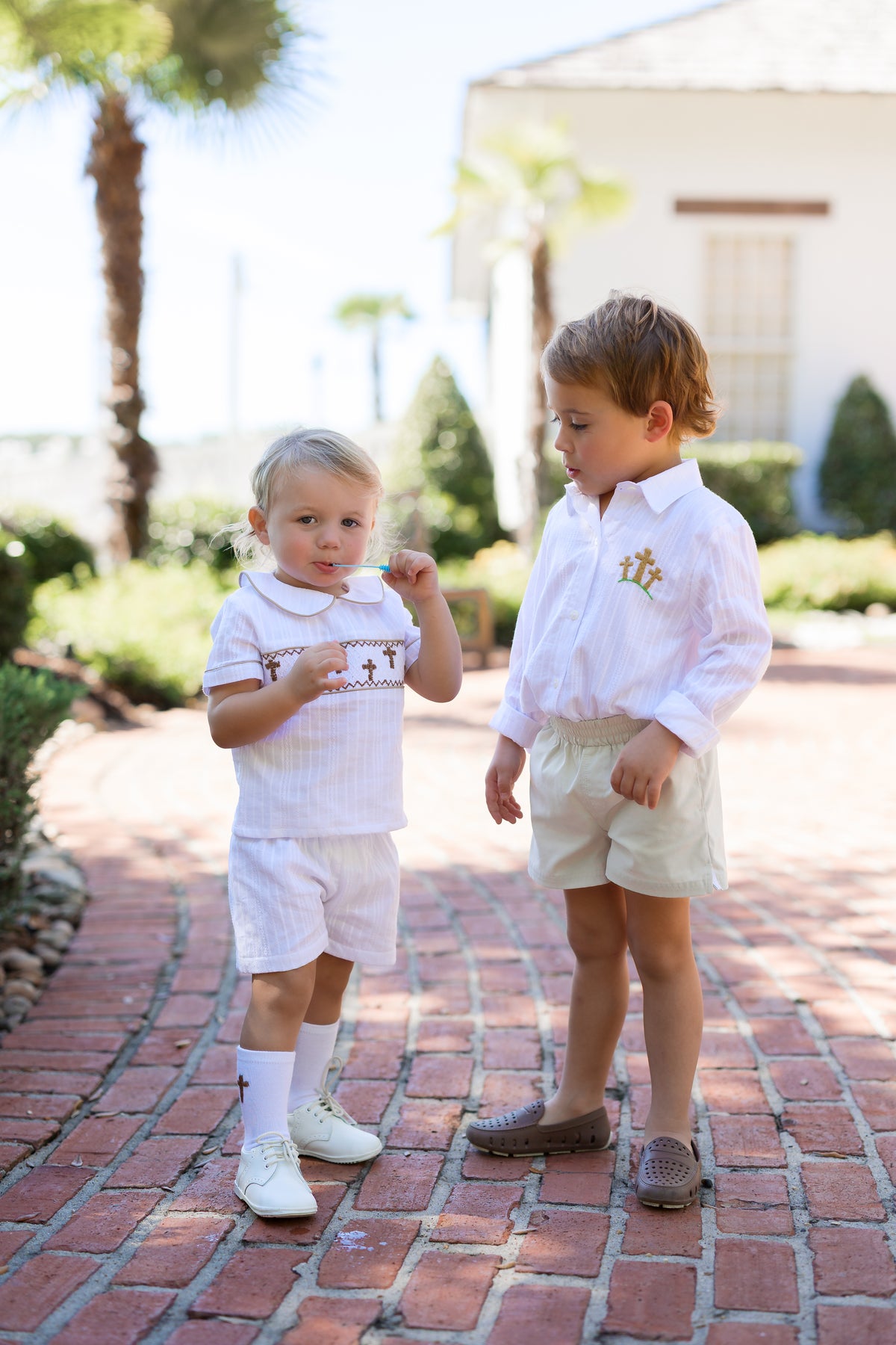 PRE ORDER Boys Hand Embroidered Lead Me to the Cross Button Down Polo | ETA to LBS: FEBRUARY