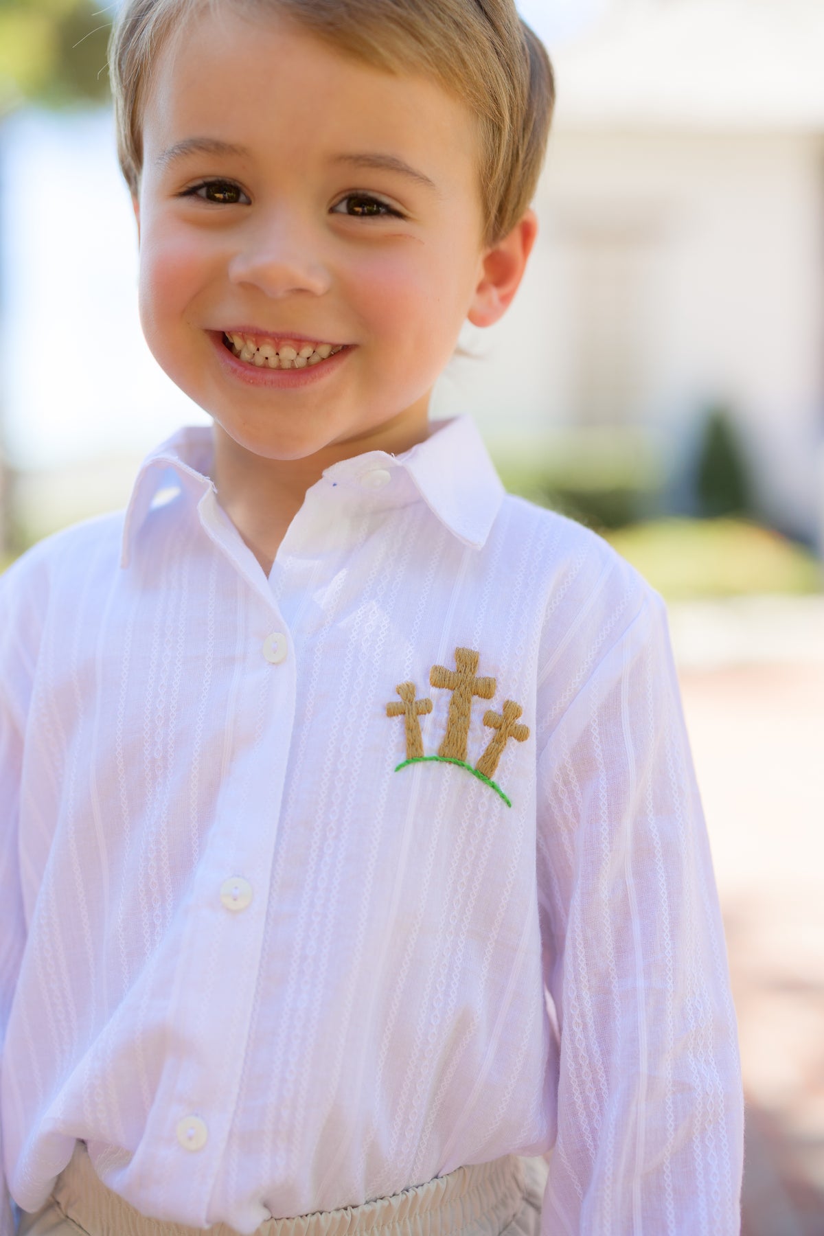 PRE ORDER Boys Hand Embroidered Lead Me to the Cross Button Down Polo | ETA to LBS: FEBRUARY
