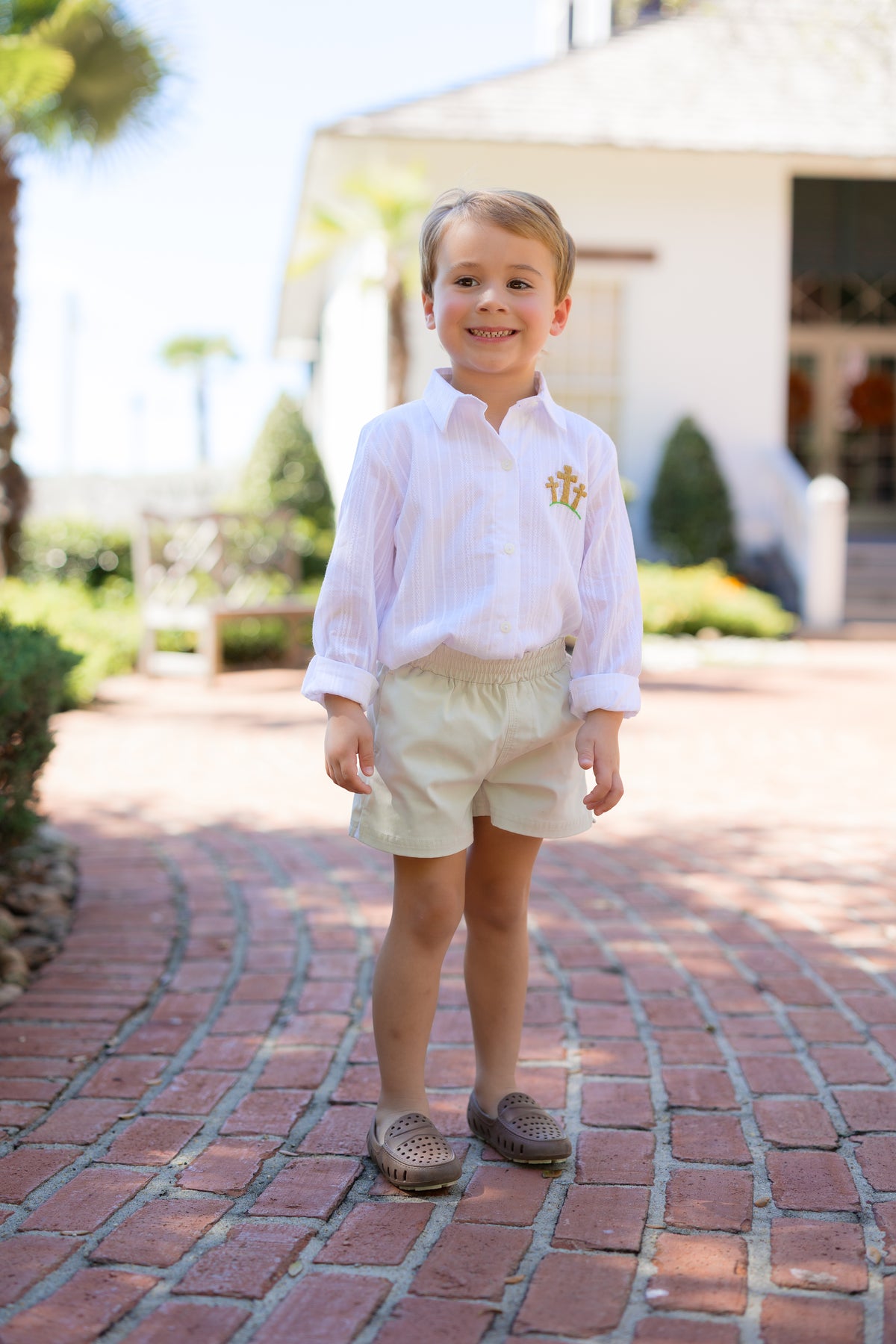 PRE ORDER Boys Hand Embroidered Lead Me to the Cross Button Down Polo | ETA to LBS: FEBRUARY