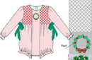 PRE ORDER Girls Smocked Christmas Wreath Heirloom Bubble | ETA to LBS: OCTOBER