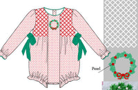 PRE ORDER Girls Smocked Christmas Wreath Heirloom Bubble | ETA to LBS: OCTOBER