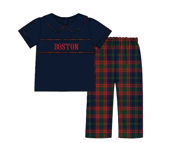 PRE ORDER Boys Custom Smock Velvet Tartan Tidings Pant Set | ETA to LBS: OCTOBER