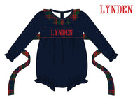 PRE ORDER Girls Custom Smock Velvet Tartan Tidings Bubble | ETA to LBS: OCTOBER