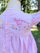 Girls Smocked & French Knot Birthday Girl Bloomer Set & Dress