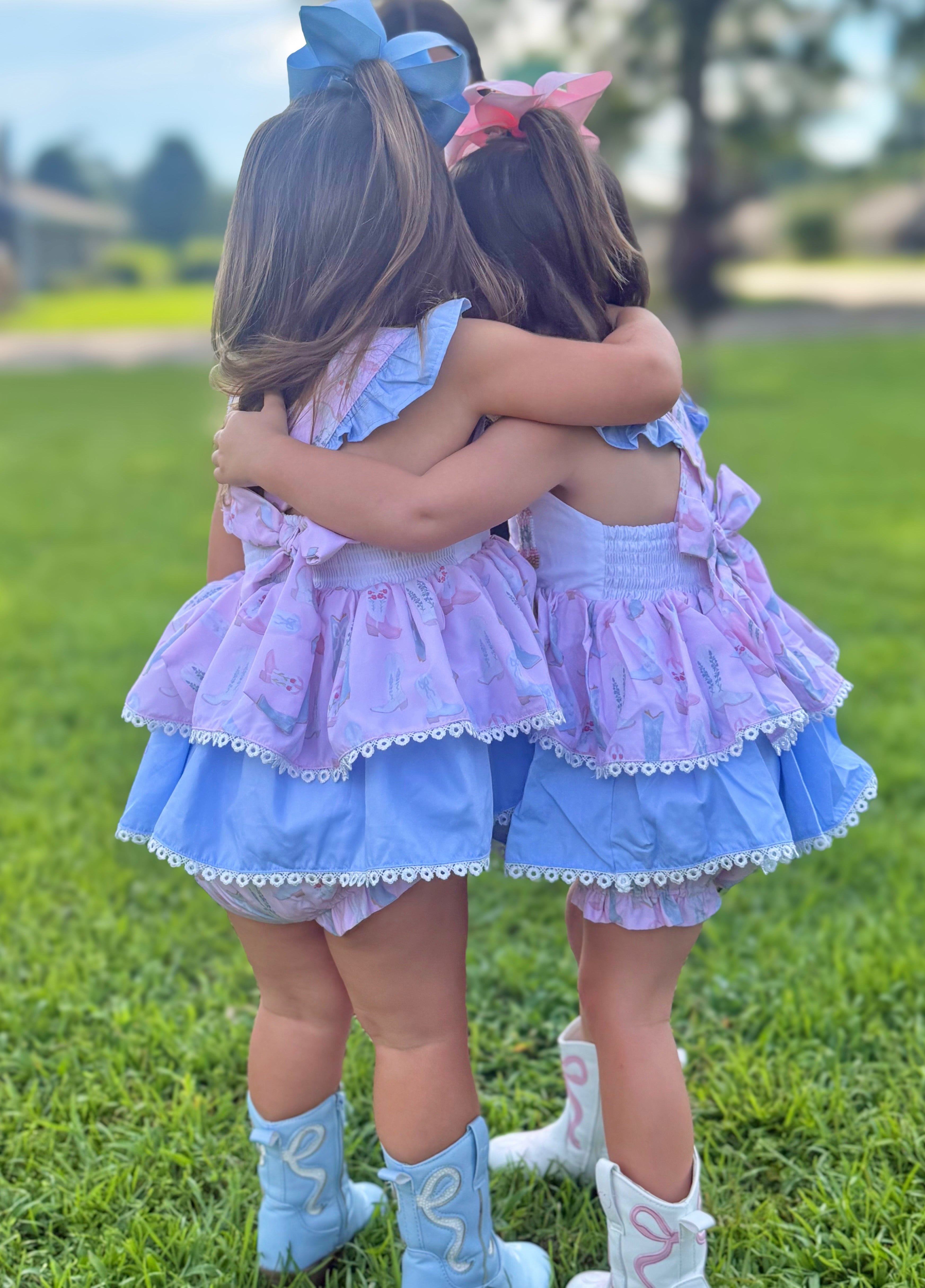 Girls French Knot “Howdy Darlin”Boot Scootin’ Cuties Bloomer Set & Dress