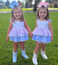 Girls French Knot “Howdy Darlin”Boot Scootin’ Cuties Bloomer Set & Dress