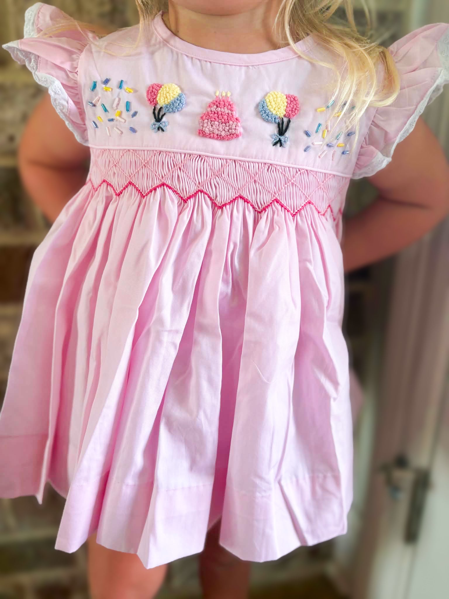 Girls Smocked & French Knot Birthday Girl Bloomer Set & Dress