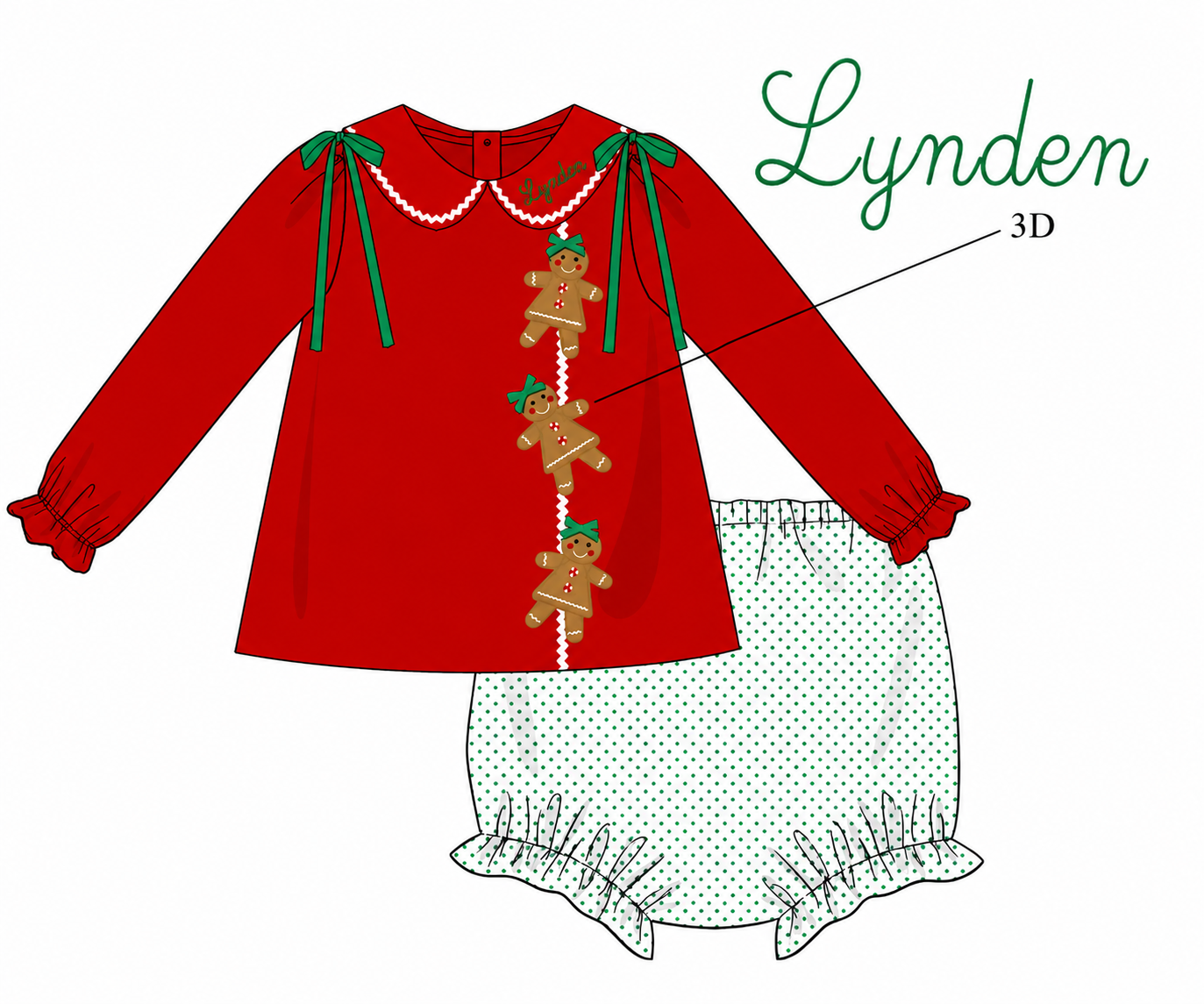PRE ORDER Girls 3D Gingerbread Bloomer Set | ETA to LBS: OCTOBER