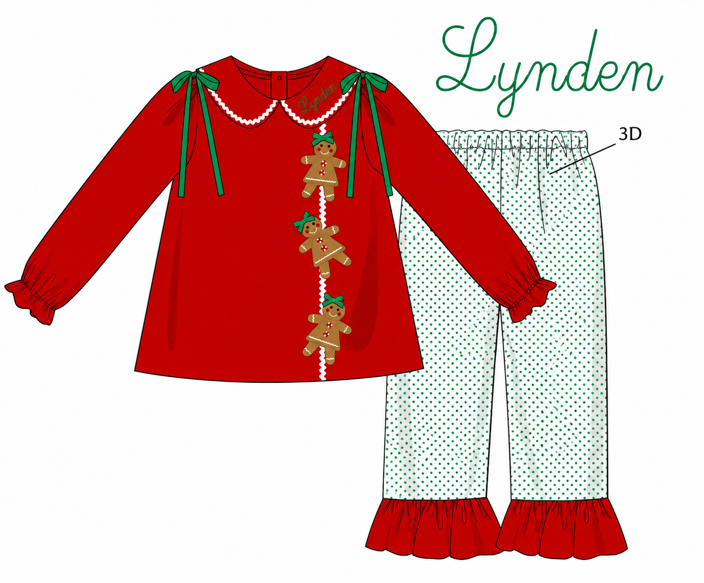 PRE ORDER Girls 3D Gingerbread Ruffle Pants Set | ETA to LBS: OCTOBER
