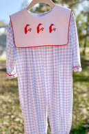 Boys Gingham Santa Long Romper