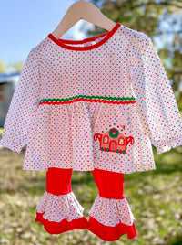 Girls Gingerbread House Ruffle Pants Set