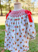 Girls Christmas Berries Smocked Dress