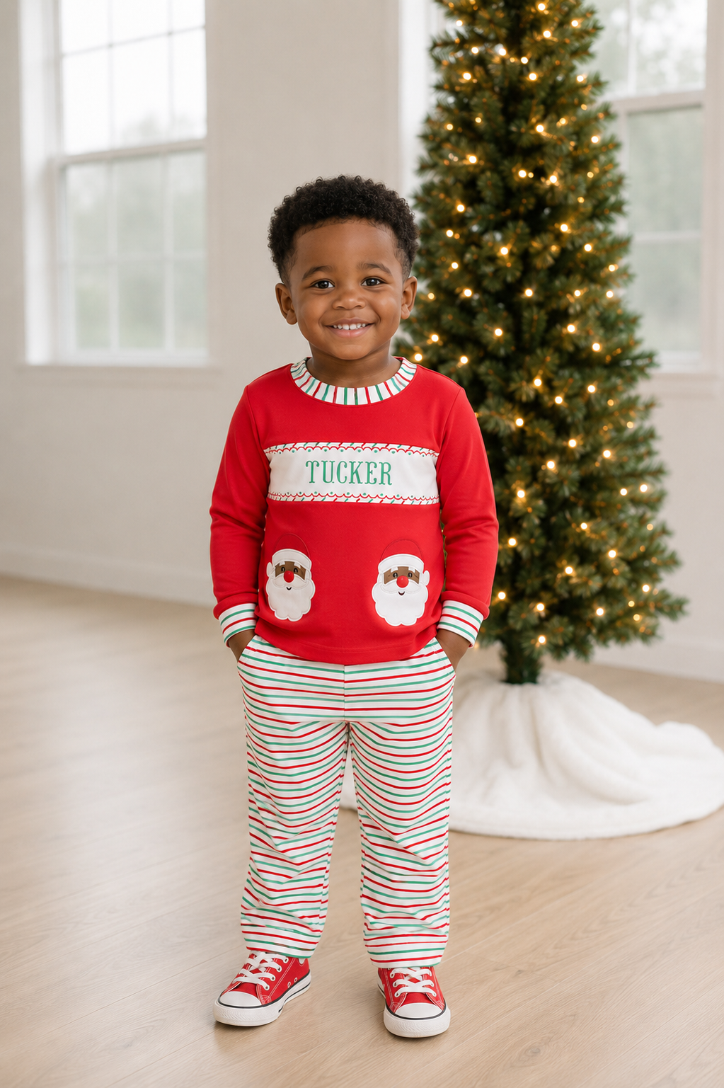 PRE ORDER Boys Custom Smock Dark Skin Santa Pocket Light Pant Set | ETA to LBS: OCTOBER