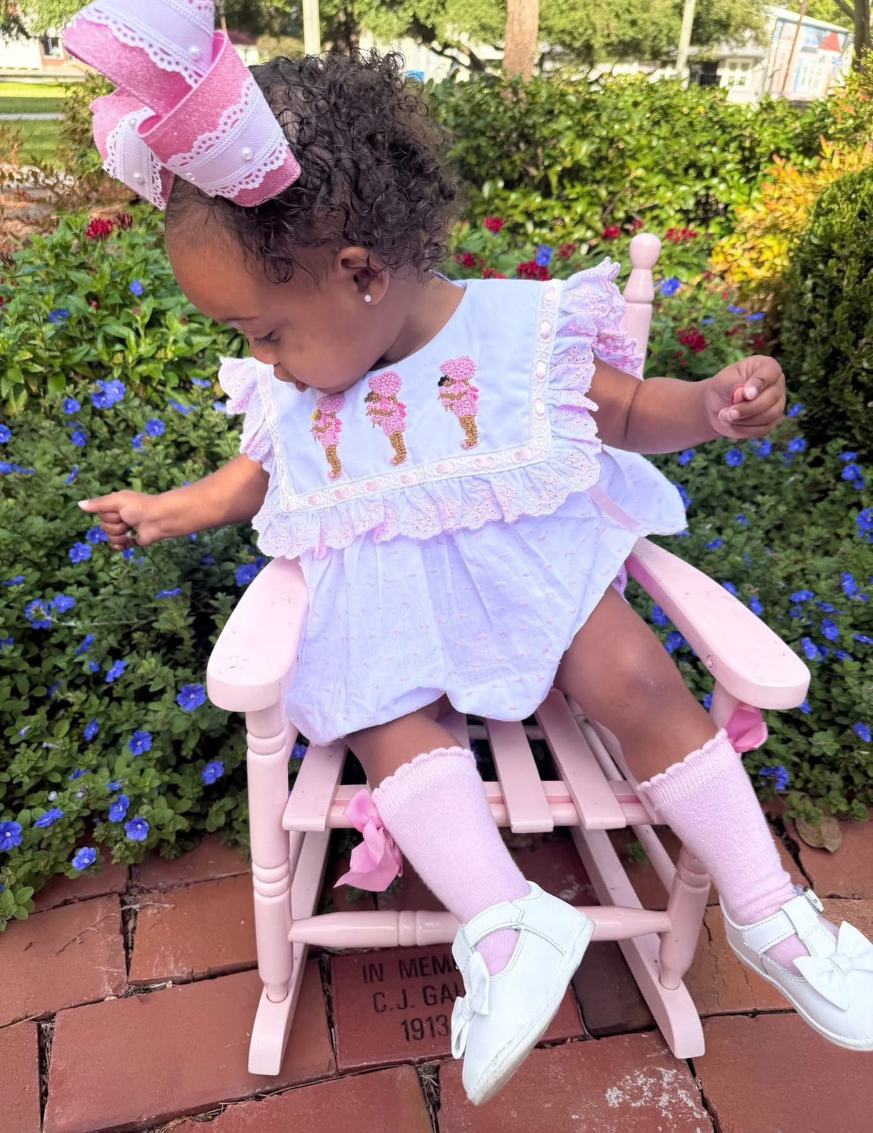 PRE ORDER Girls French Knot Dark Skin Little Miss Dolly Bloomer Set & Dress | ETA to LBS: LATE March
