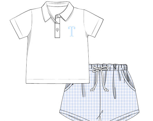 PRE ORDER Boys Blue Gingham Short Set | ETA to LBS: Late March