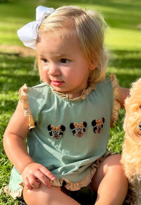 Girls French Knot Safari Mouse Bloomer Set RTS