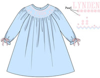 PRE ORDER Girls Custom Smock Blushing Blue Satin Bloomer Set & Dress | ETA to LBS: DECEMBER