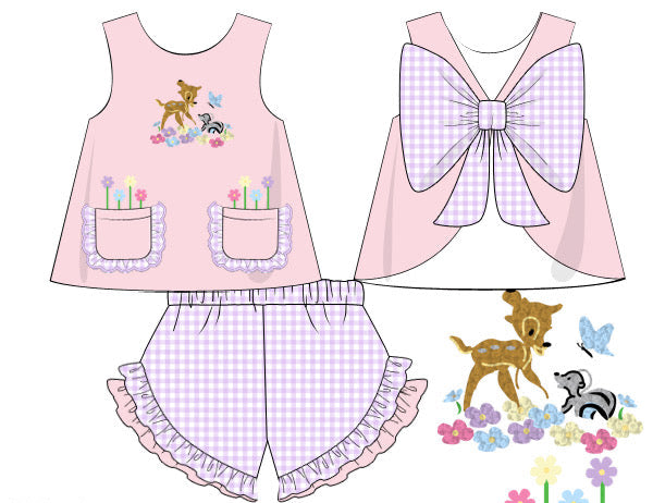Girls French Knot Girls Pretty as a Flower Short Set