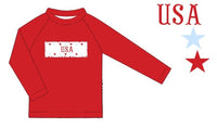 Boys Smocked “USA” Oh My Stars Rashguard Shirt