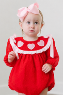 PRE ORDER Girls Smocked Pearl of my Heart Swiss Dot Bubble | ETA to LBS: DECEMBER
