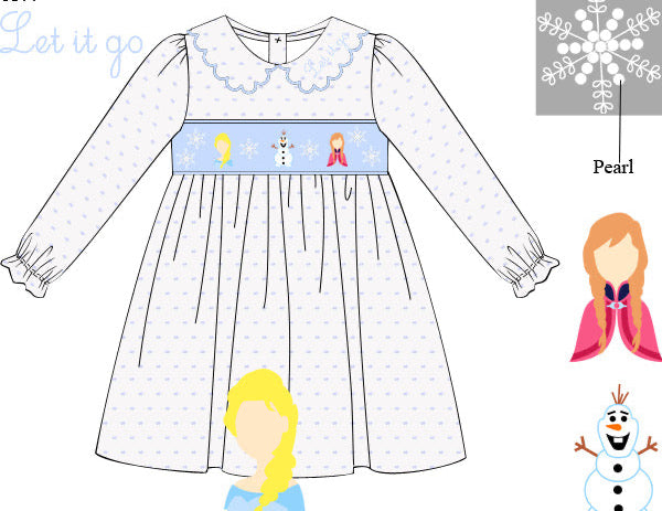 PRE ORDER Girls Smocked & Beaded Snowflake Fairytale Bloomer Set & Dress | ETA to LBS: DECEMBER