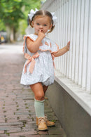Girls French Knot Toile Pumpkin Bubble