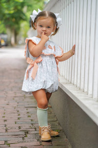 Girls French Knot Toile Pumpkin Bubble