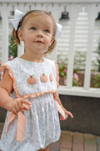 Girls French Knot Toile Pumpkin Bubble