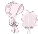 Girls Pink Stripe Swim Bonnet- UPF: 50+