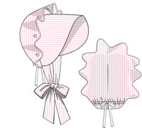Girls Pink Stripe Swim Bonnet- UPF: 50+