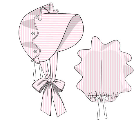 Girls Pink Stripe Swim Bonnet- UPF: 50+