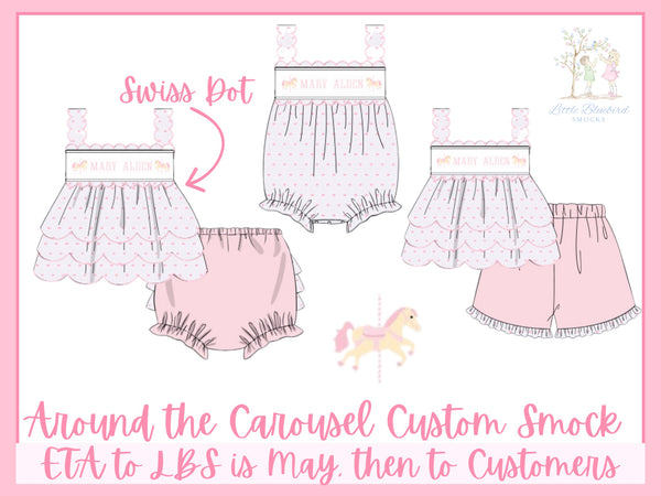 Girls “Carousel Cutie” Smocked Around the Carousel Bubble