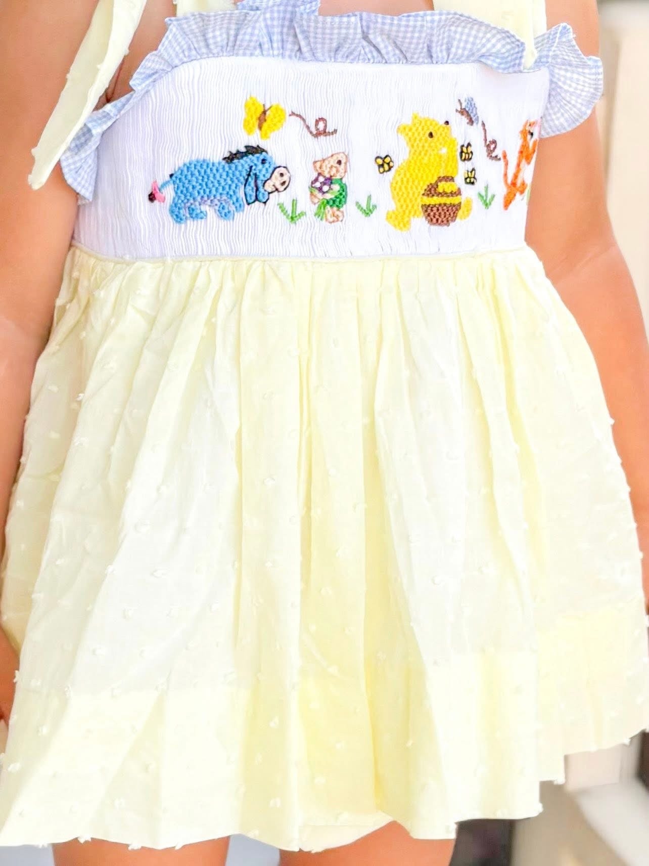Girls Hundred Acre Woods Smocked Ruffle Pants Set