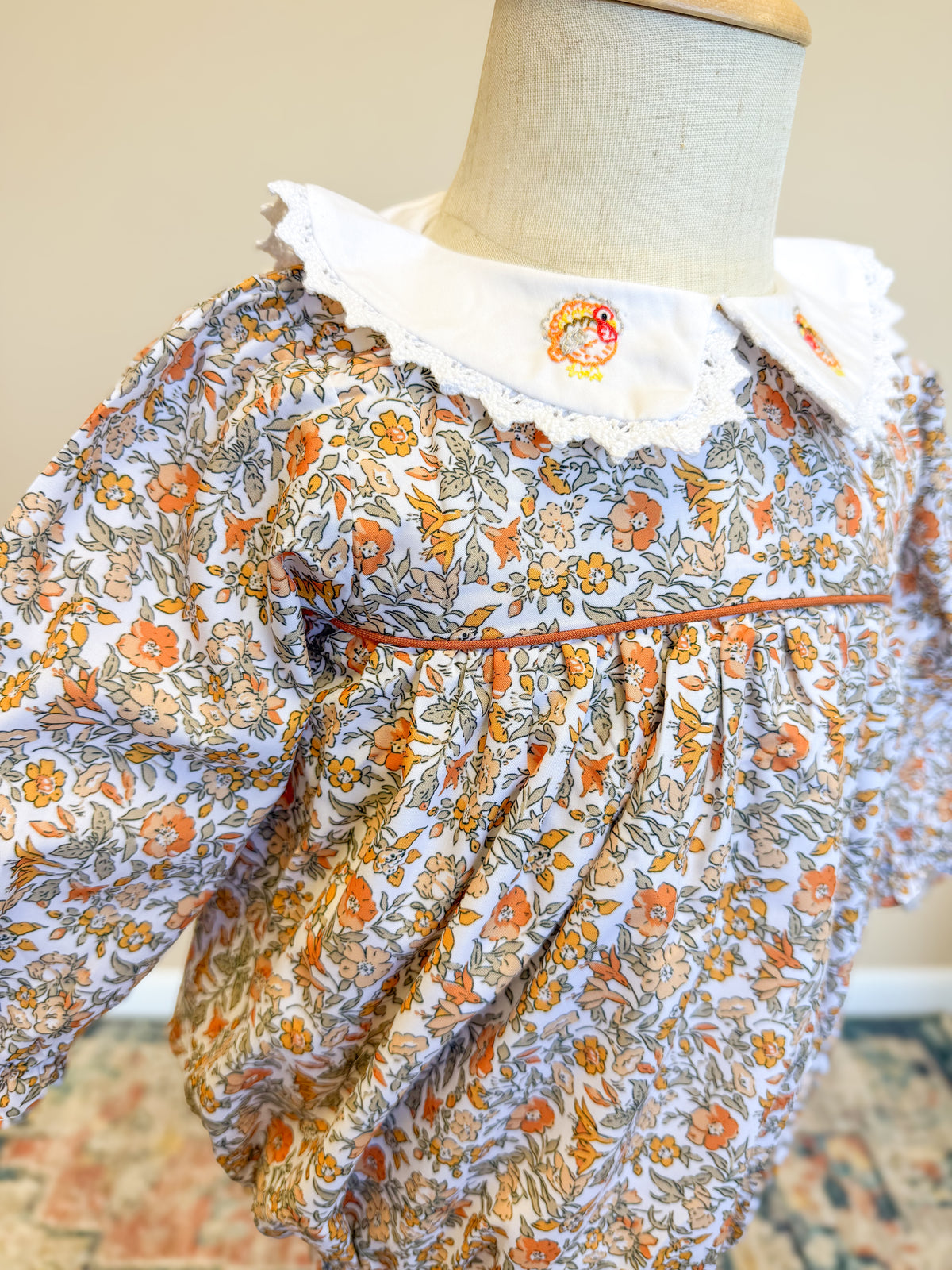 Girls Hand Embroidered Classic Turkey Bubble