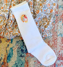 Girls Hand Embroidered Turkey Knee High Socks