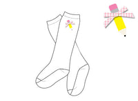 Girls Emboirdered Pencil with 3D Bow Knee High Socks