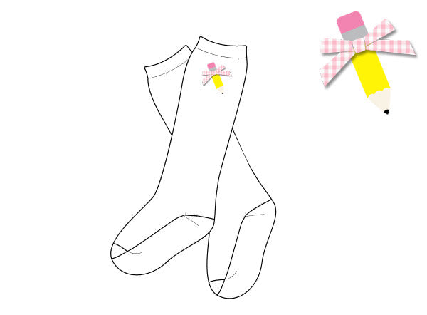 Girls Emboirdered Pencil with 3D Bow Knee High Socks