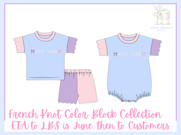 PRE ORDER Girls French Knot Custom Name Color Block Bubble | ETA to LBS: JUNE