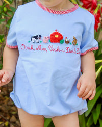 Boys French Knot Oink, Moo, Cock-a-Doodle Doo Bubble