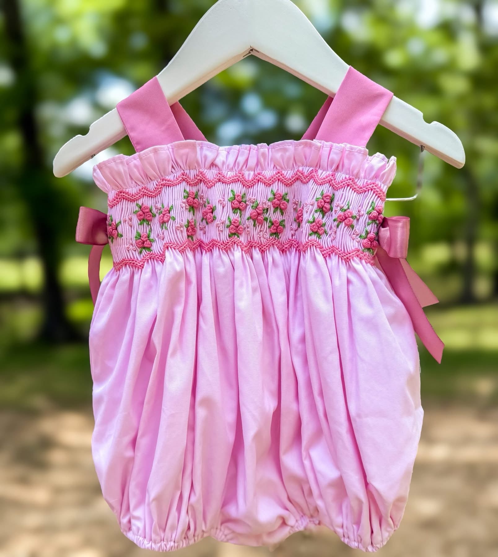 Girls Floral Heirloom Smocked Bubble