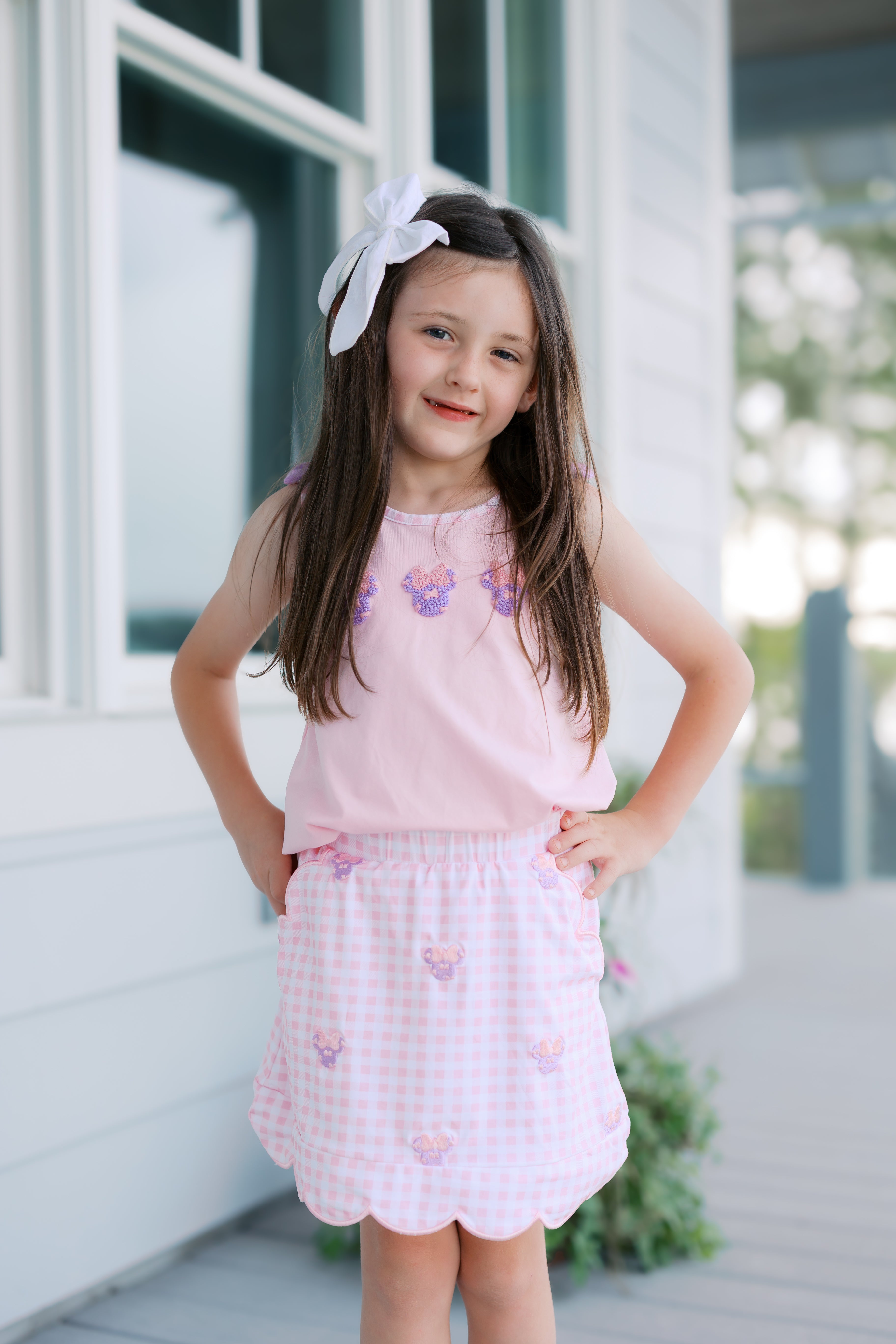 Girls French Knot Mouse Skort Set