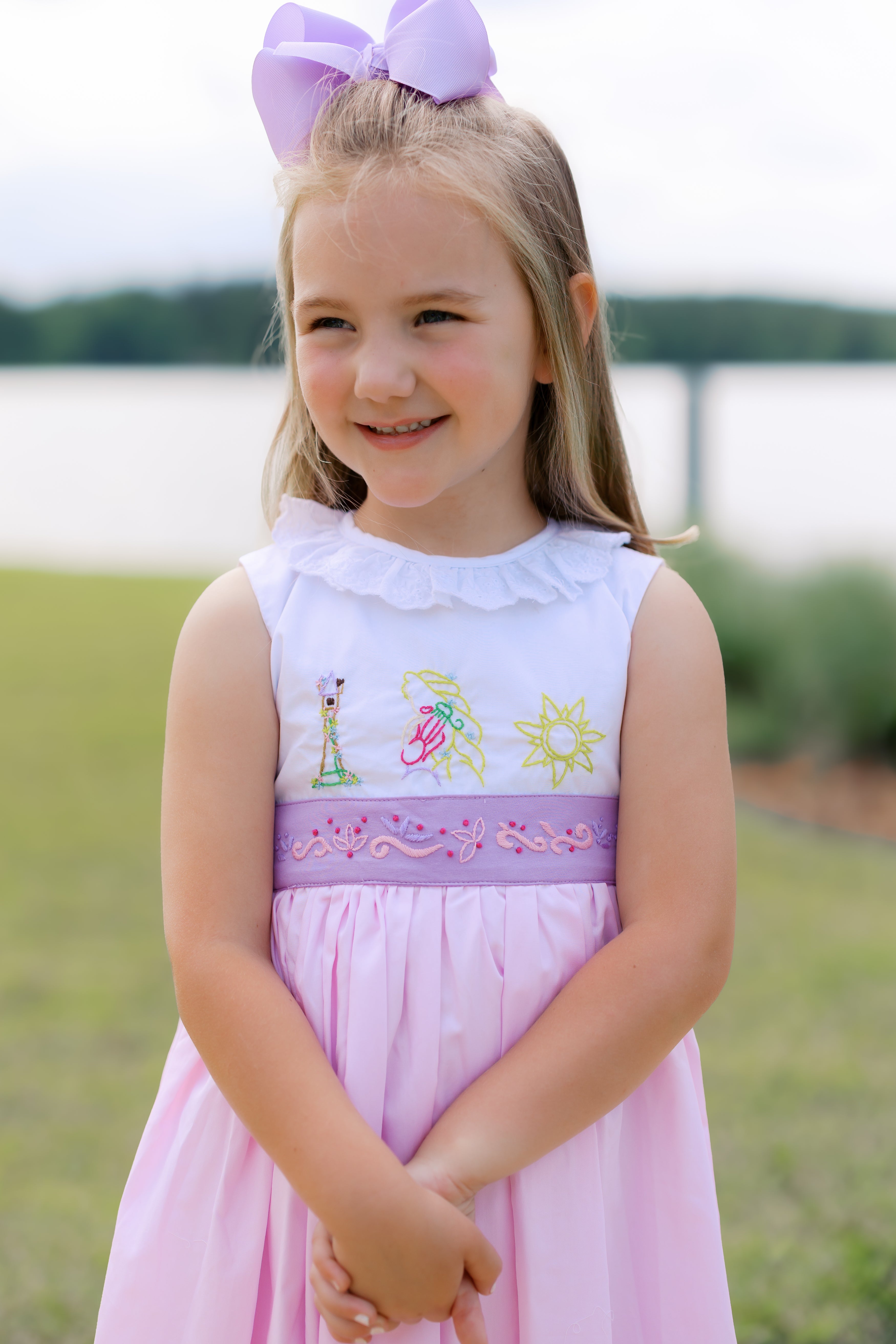 Girls Embroidered Flower Gleam and Glow Bloomer Set & Dress