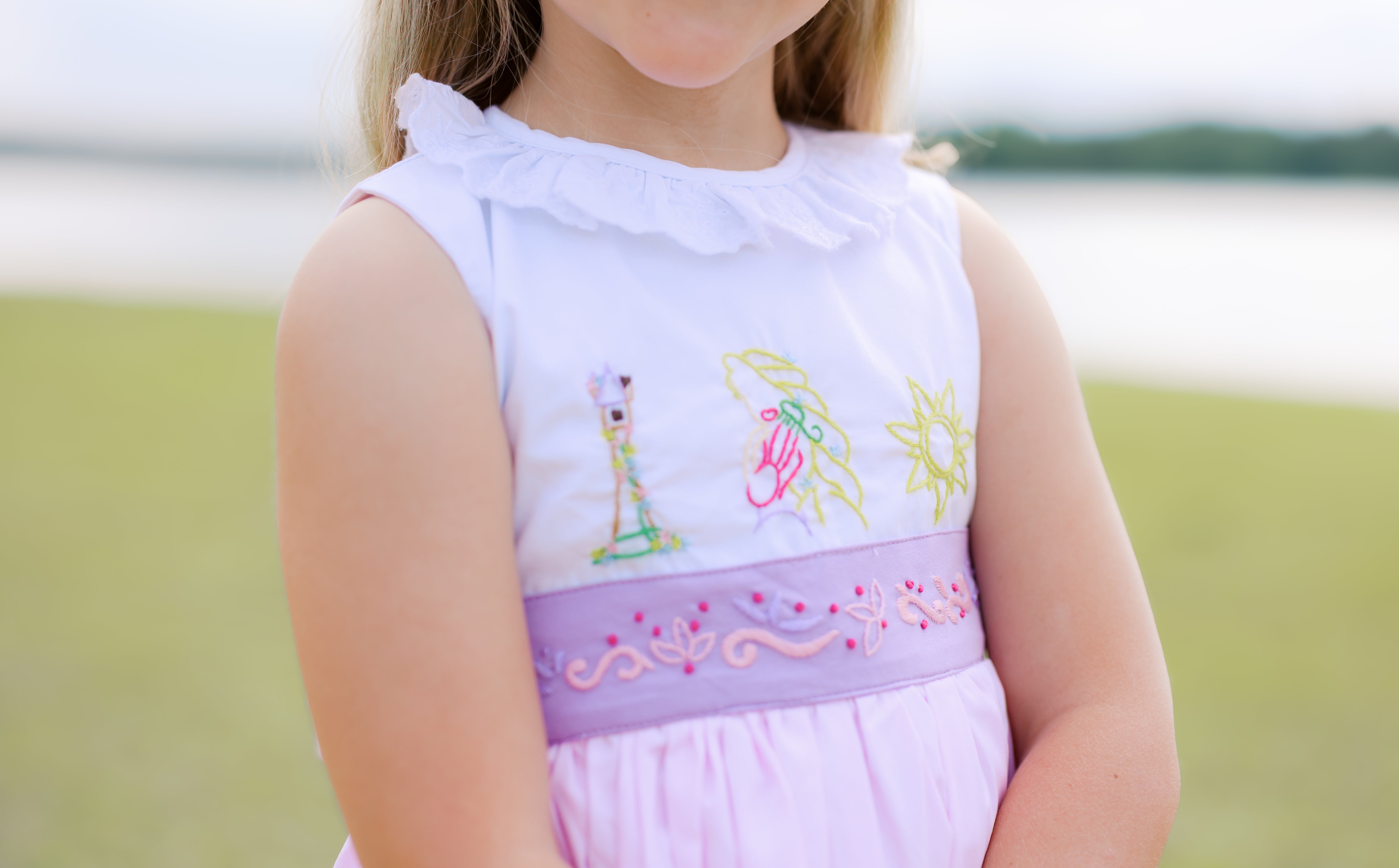 Girls Embroidered Flower Gleam and Glow Bloomer Set & Dress