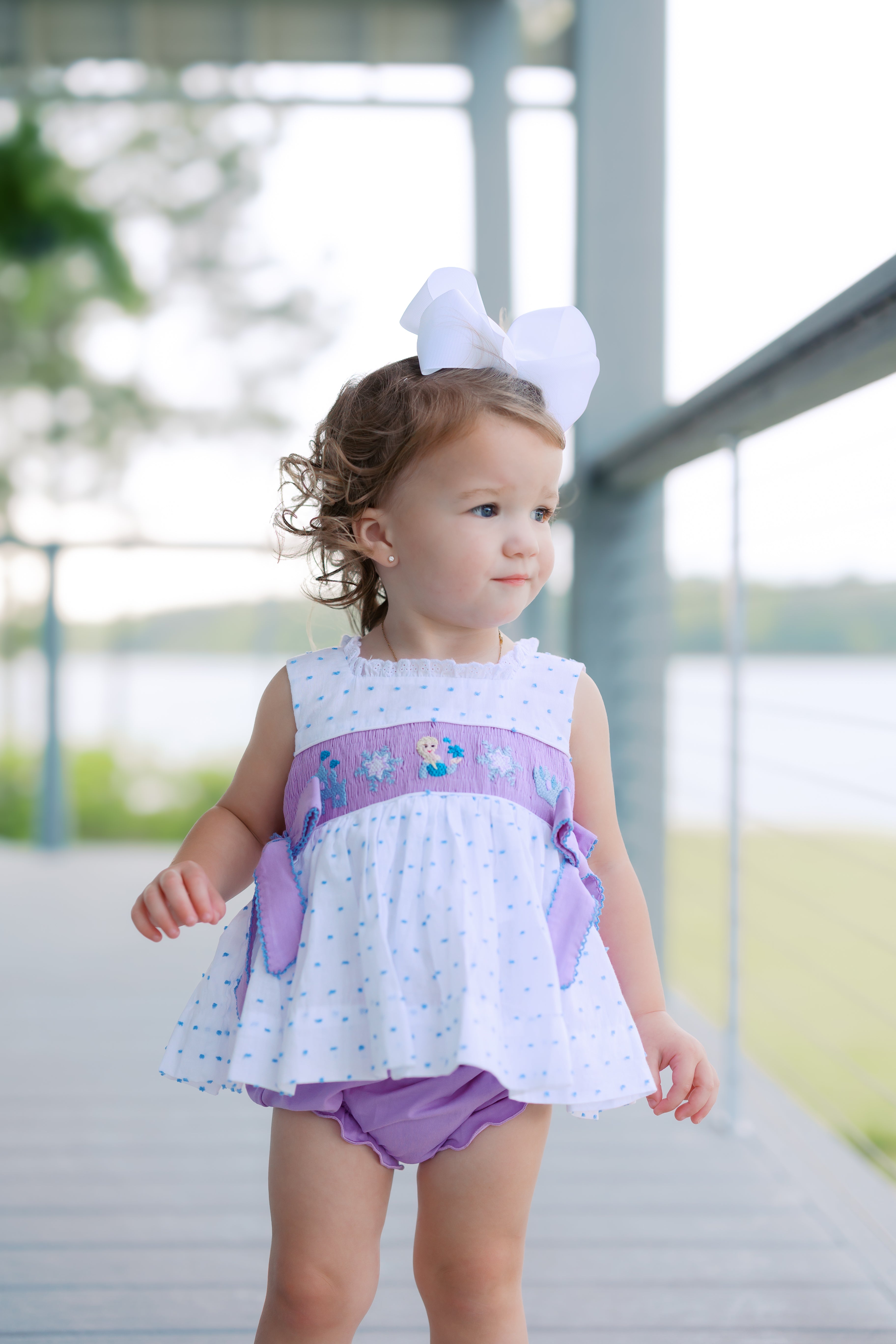 Girls Smocked Ice Queen Bloomer Set & Dress