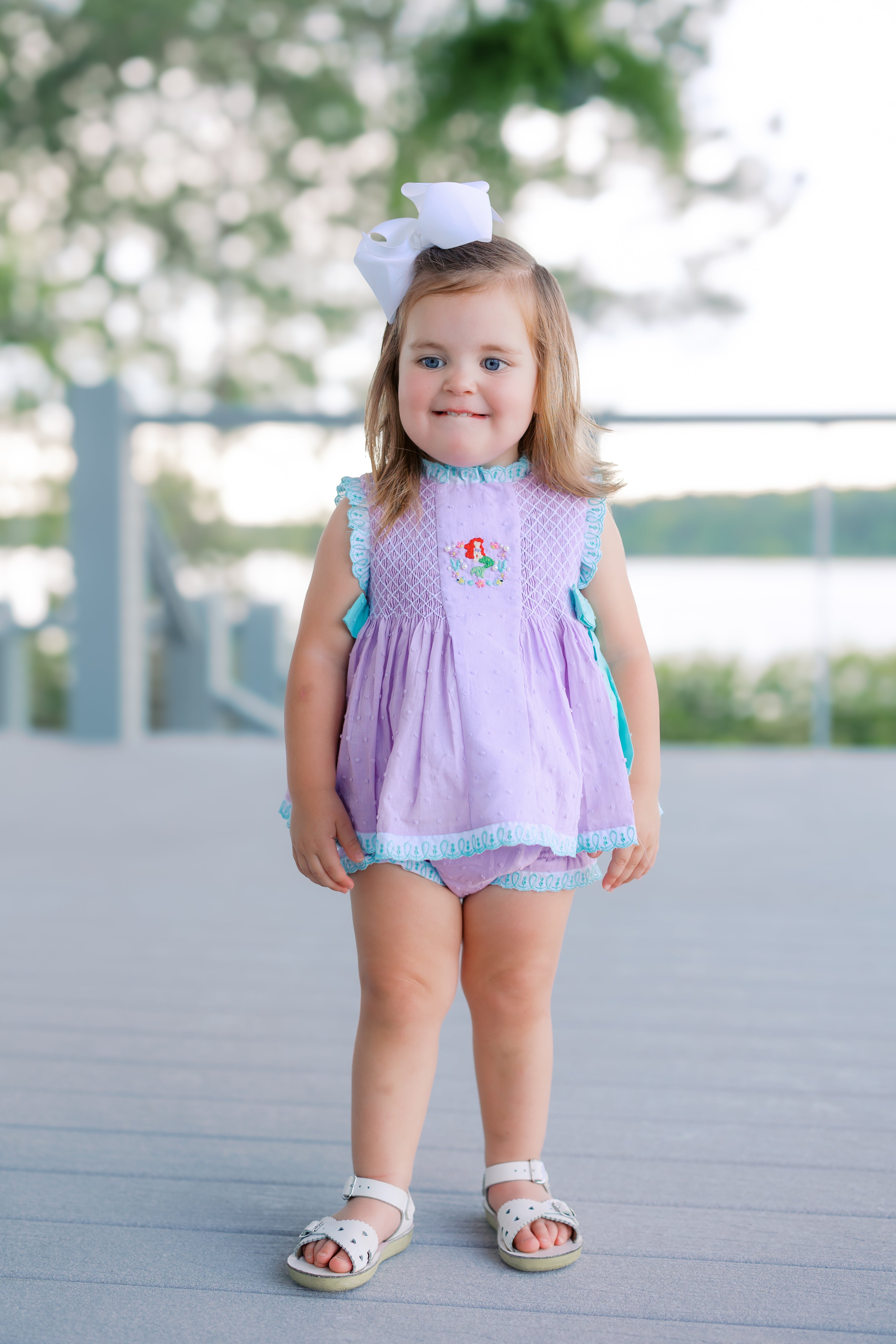 Girls Smocked Part of Your World Bloomer Set & Dress