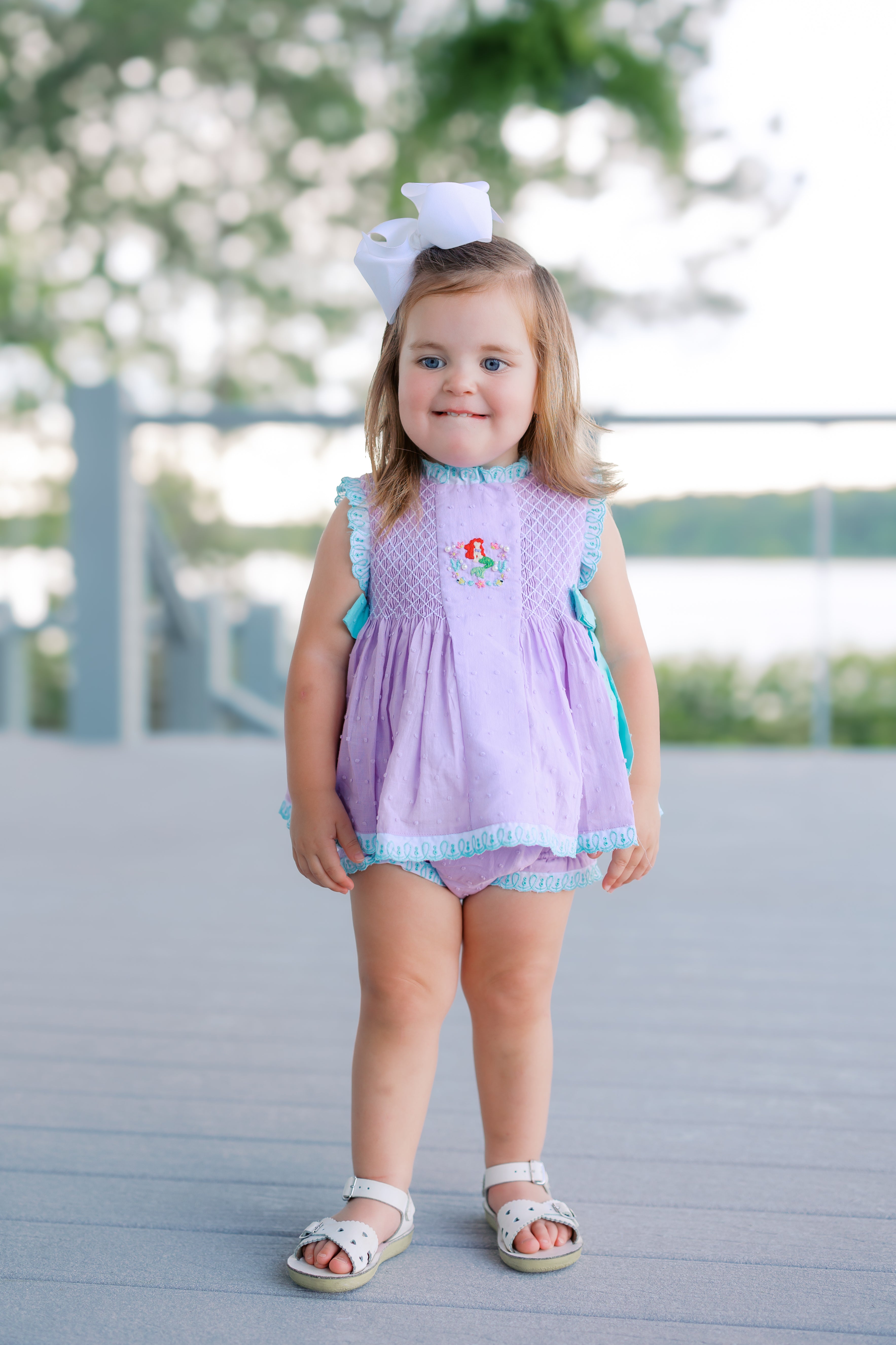 Girls Smocked Part of Your World Bloomer Set & Dress