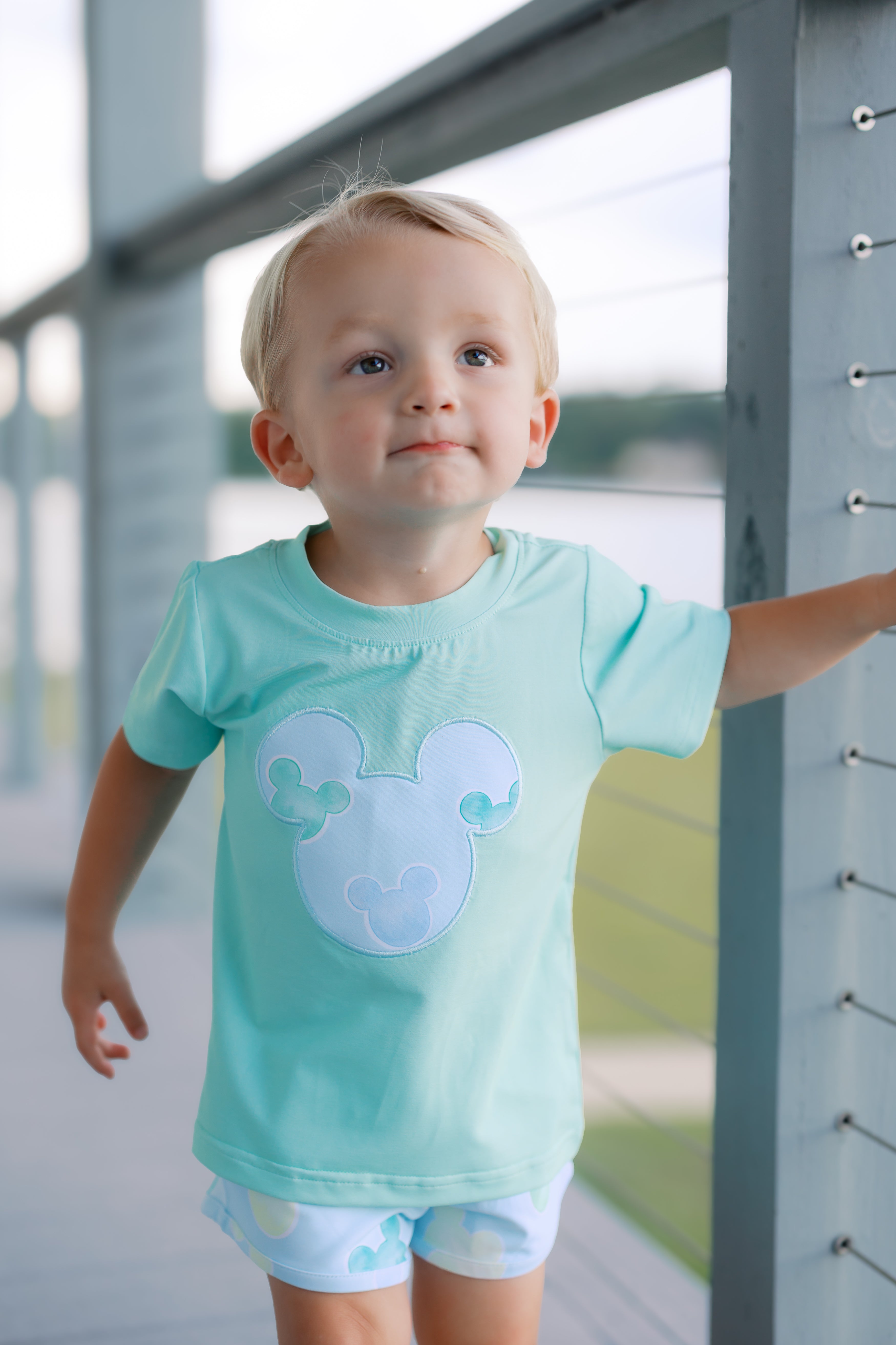 Boys Appliqué Preppy Mouse Short Set